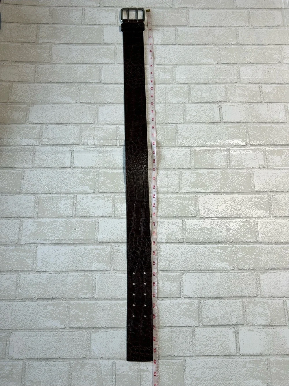 Woman’s Croc-Embossed Leather Belt - Dark Brown